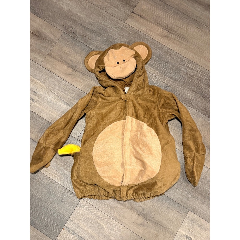 Old Navy Kids Monkey Halloween Costume Brown Plush Hooded 4T 5T with Banana